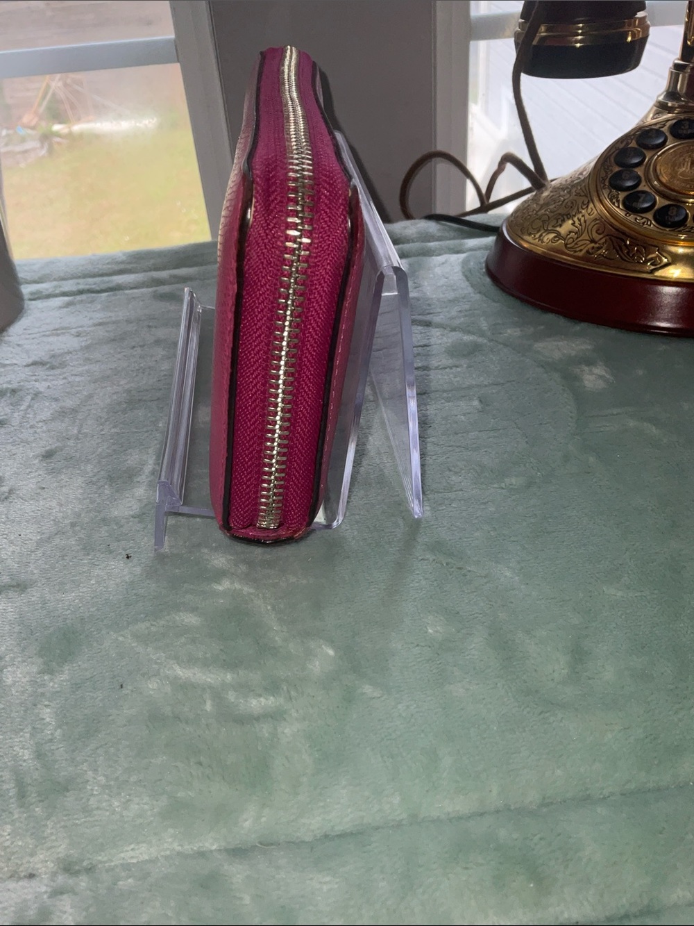 Coach Hot Pink Zip-Around Leather Wallet - Picture 6 of 8